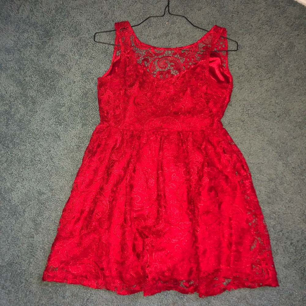 Red lace dress